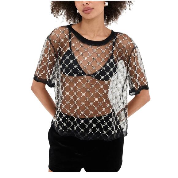 Free People Sweaters - Free People Embellished Black Loir Top Size S